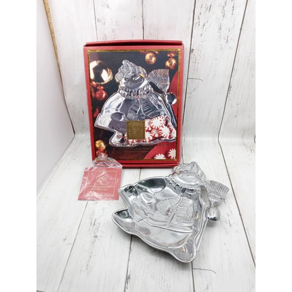 Vintage Lenox Yuletide Metal Snowman Tray Serve ware (cb1) - Picture 1 of 7